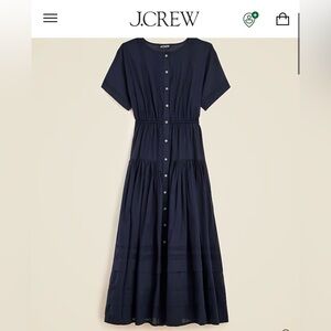 J.Crew Pintuck shirt-dress in navy cotton voile
